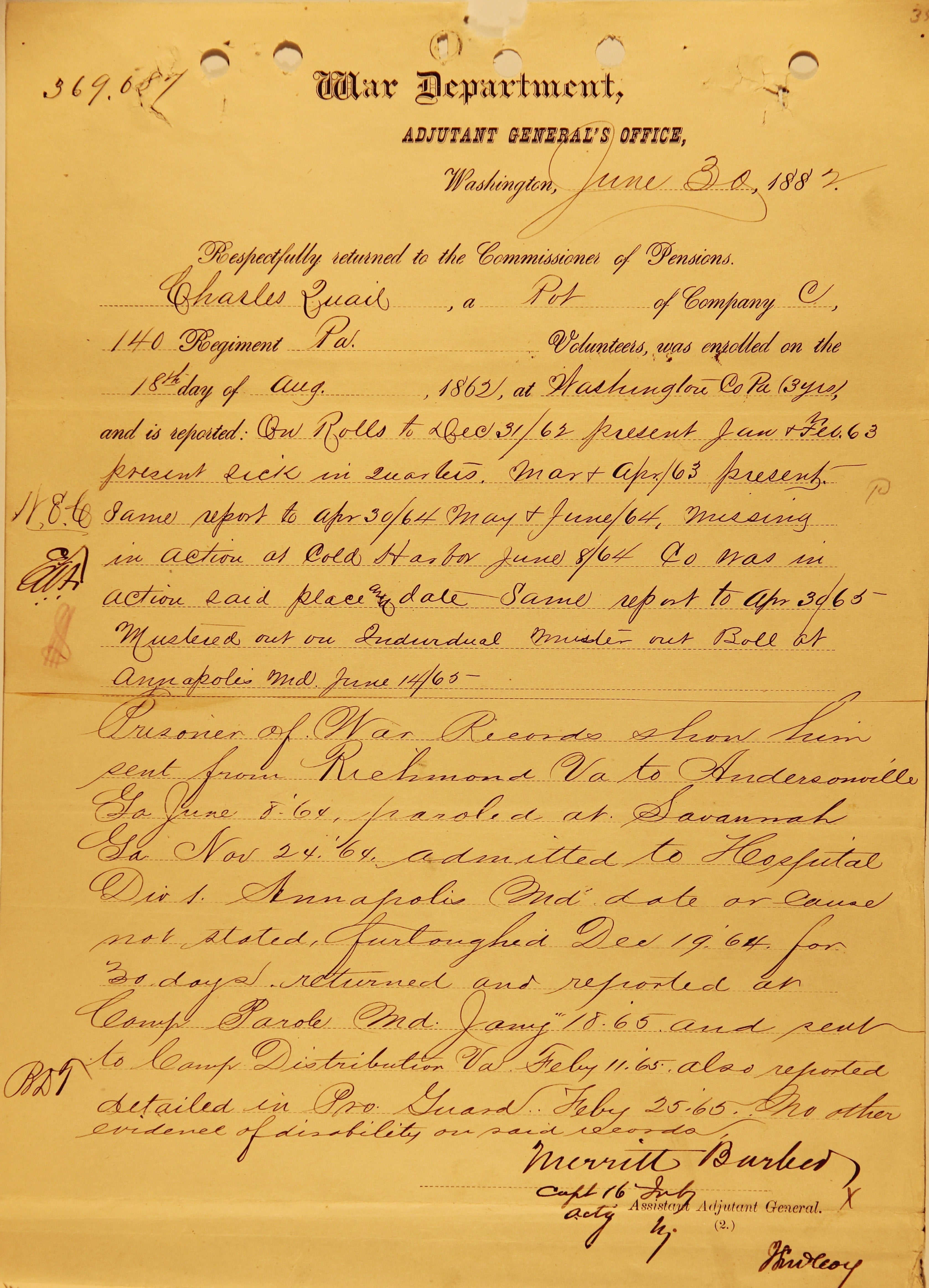 2nd page of the recruit's pension application