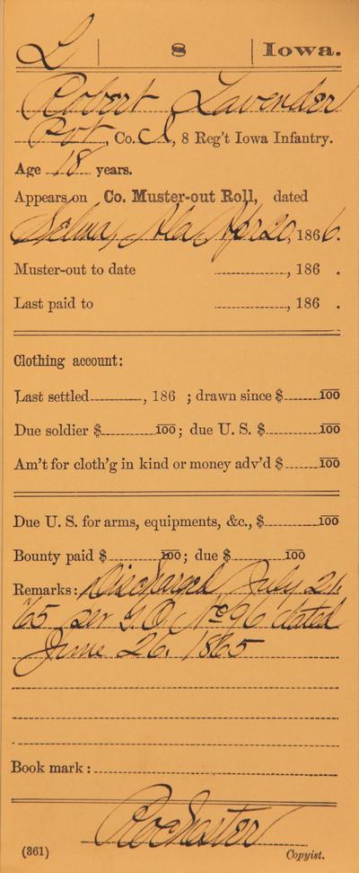 Image of a muster out card